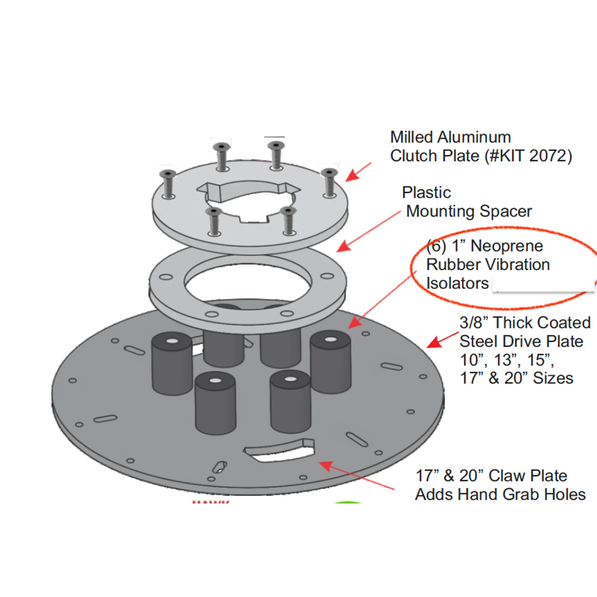 Hawk Enterprises K1582-1 Isolator Replacement Kit for Claw Drivers