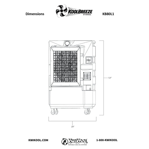 KwiKool KB80L1 KoolBreeze dimensions and specification drawing