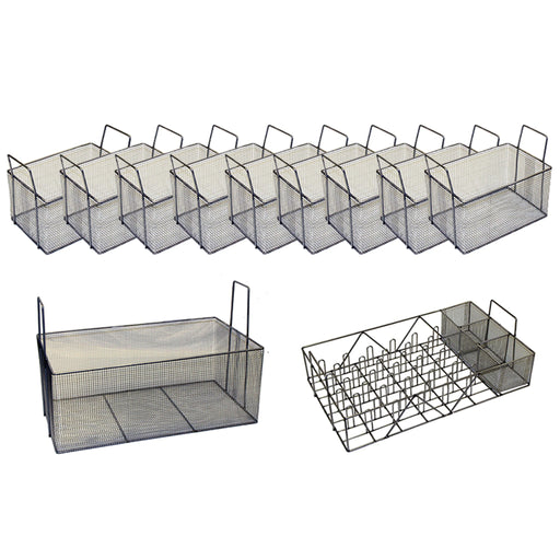 Morantz 9-1-1 basket package – nine small, one large and one dish rack stainless basket