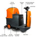 RT70 Ride-On Floor Scrubber Machine, 22" Brush Cleaning Path, 48000 Sqft/h Efficiency