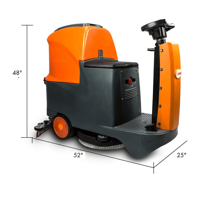 RT70 Ride-On Floor Scrubber Machine, 22" Brush Cleaning Path, 48000 Sqft/h Efficiency