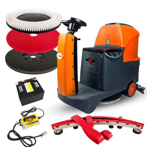 RT70+ Ride-On Floor Scrubber Machine, Lithium Battery, 22" Cleaning Path, 48000 Sqft/h Working Efficiency