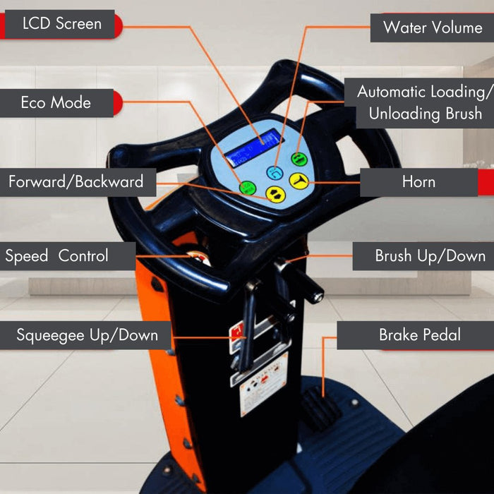 RT70+ Ride-On Floor Scrubber Machine, Lithium Battery, 22" Cleaning Path, 48000 Sqft/h Working Efficiency