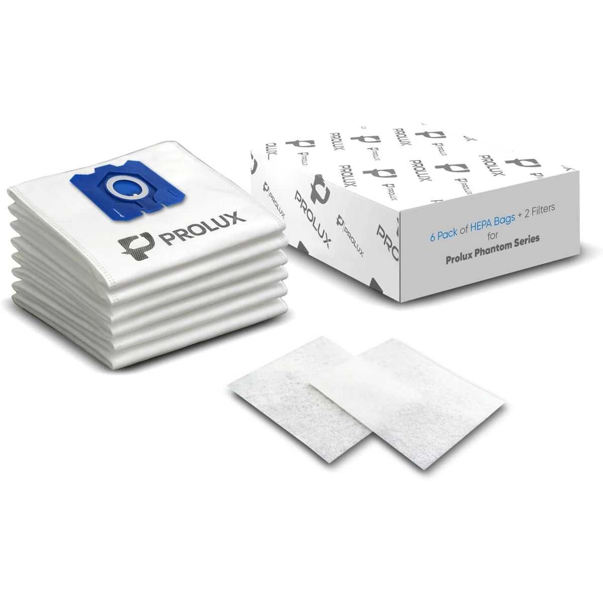 Prolux TerraVac and Phantom 6 Pack HEPA Bags with 2 Post Filters