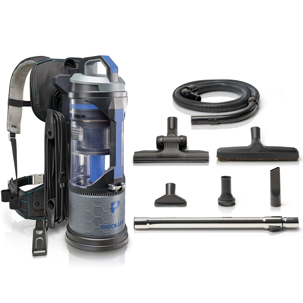 Prolux XForce Bagless Backpack Vacuum - 100 CFM, Sealed HEPA, No Bags